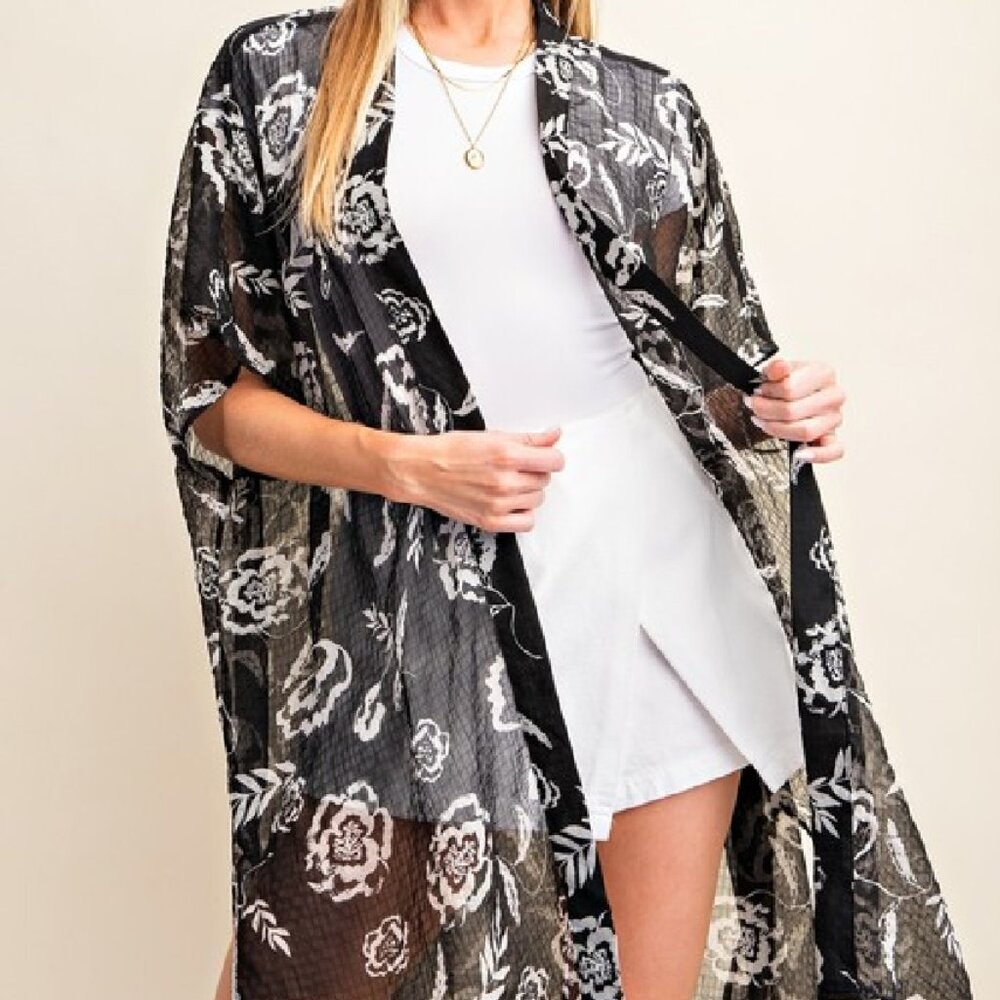 Floral Print Kimono